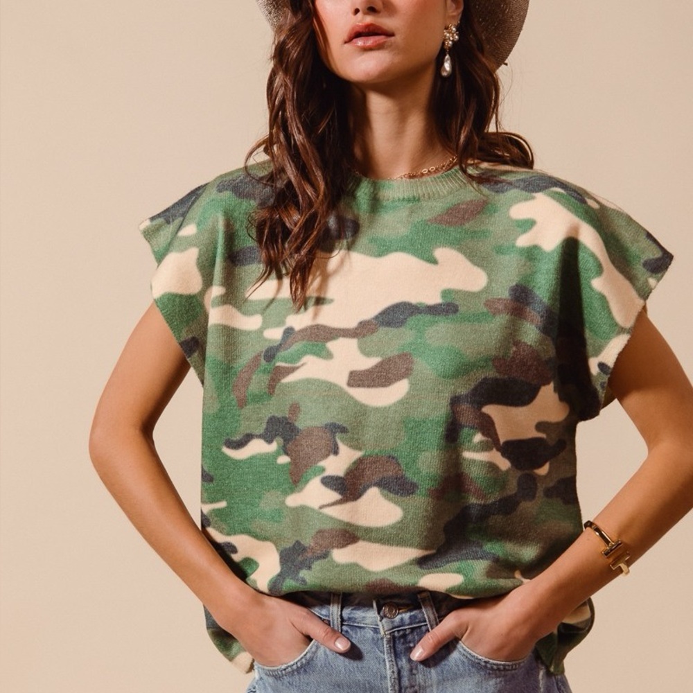 Camouflage Print Women's Top